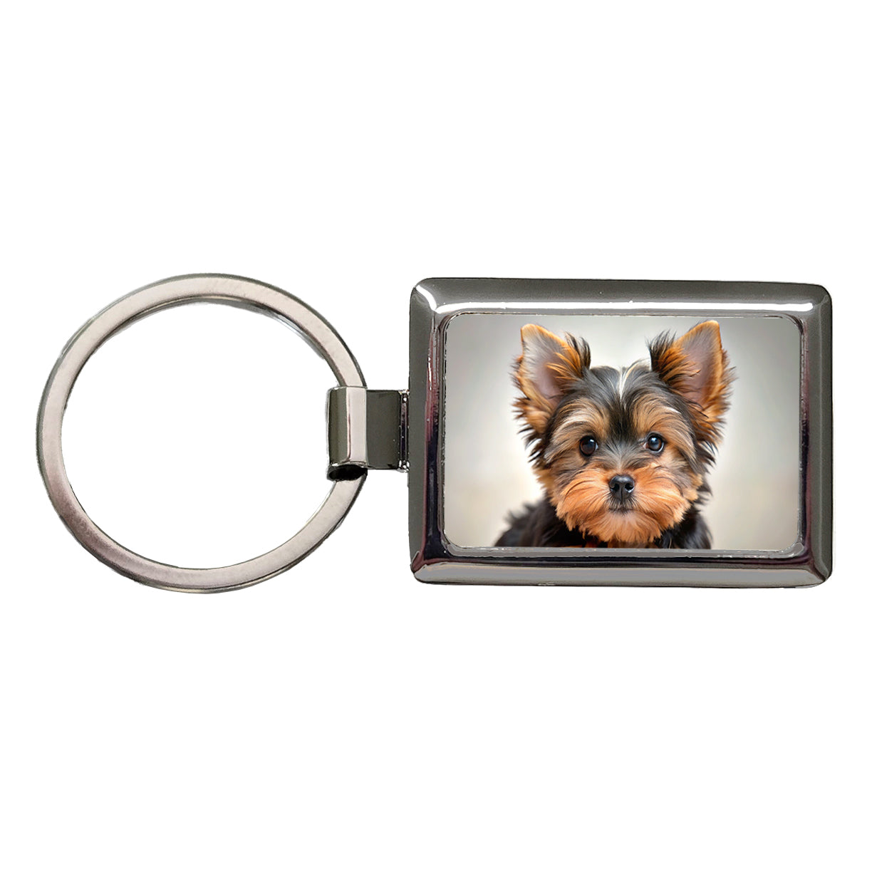 Yorkshire Terrier Yorkie Dog Puppy Photo Rectangle Metal Keychain