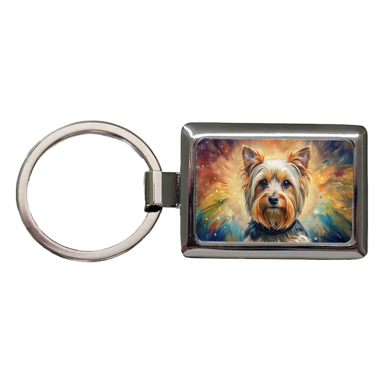 Yorkshire Terrier Yorkie French Bohemian Art Rectangle Metal Keychain