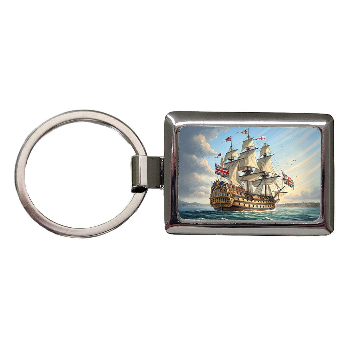 18th Century Warship British Sailing Ship Of The Line Rectangle Metal Keychain