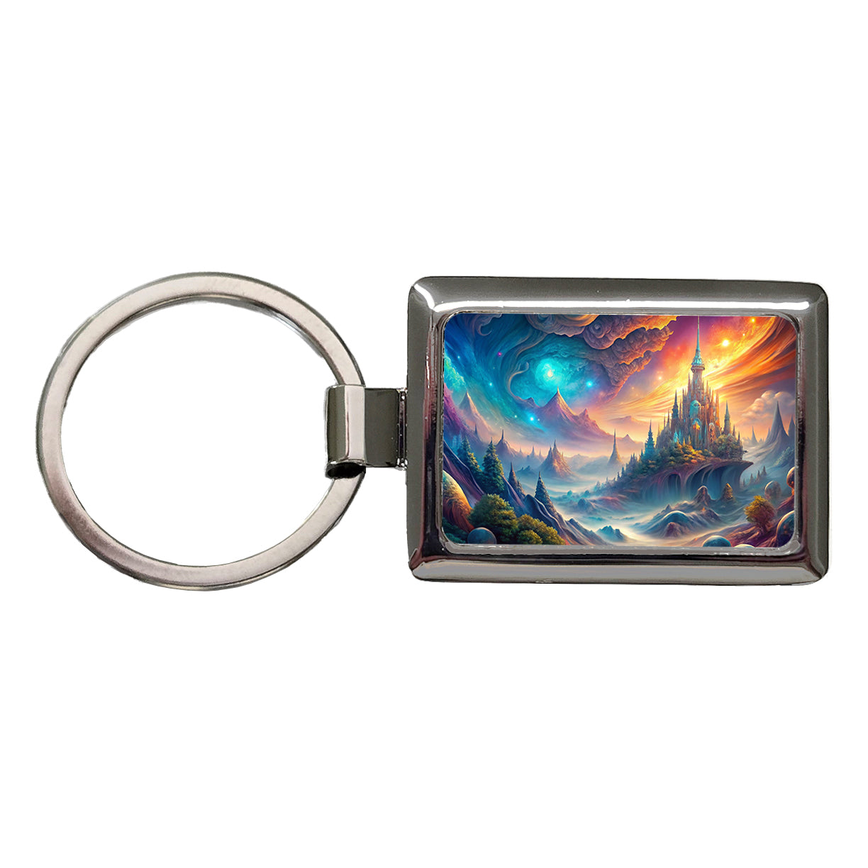 Fantasy World Abstract Art Rectangle Metal Keychain