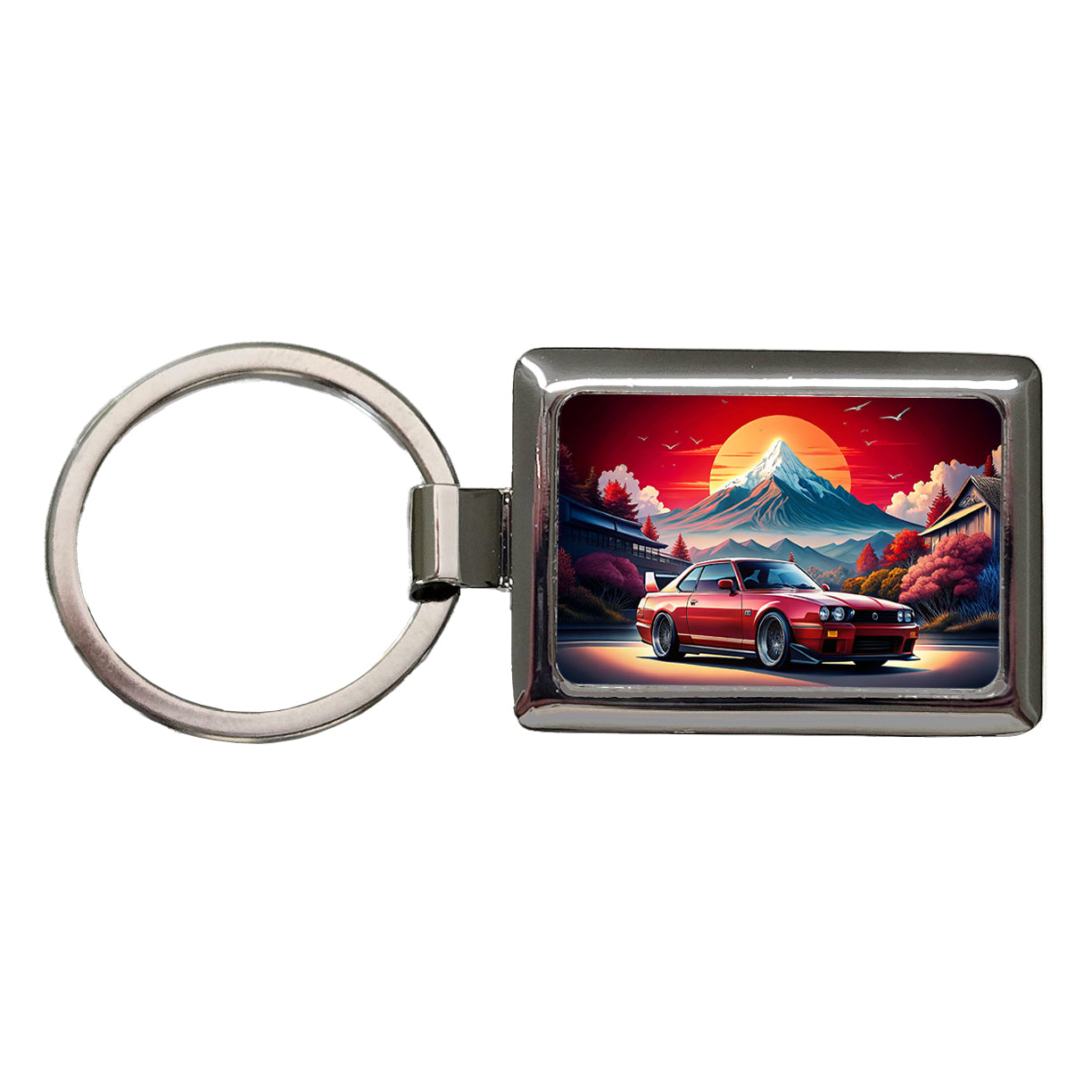 Japanese JDM Car Art Rectangle Metal Keychain