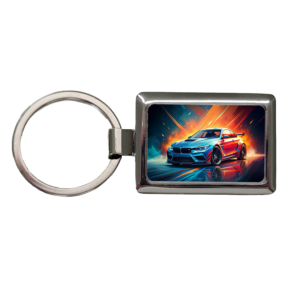 Modern German Muscle Tuner Car Art Rectangle Metal Keychain