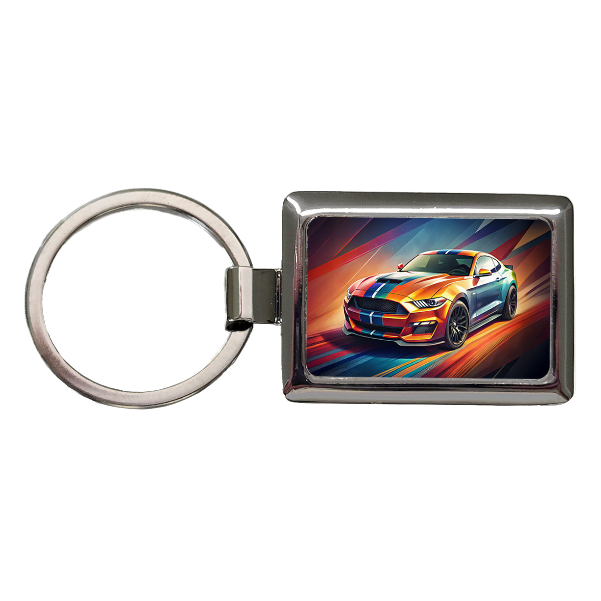 Modern Muscle Car Art Rectangle Metal Keychain