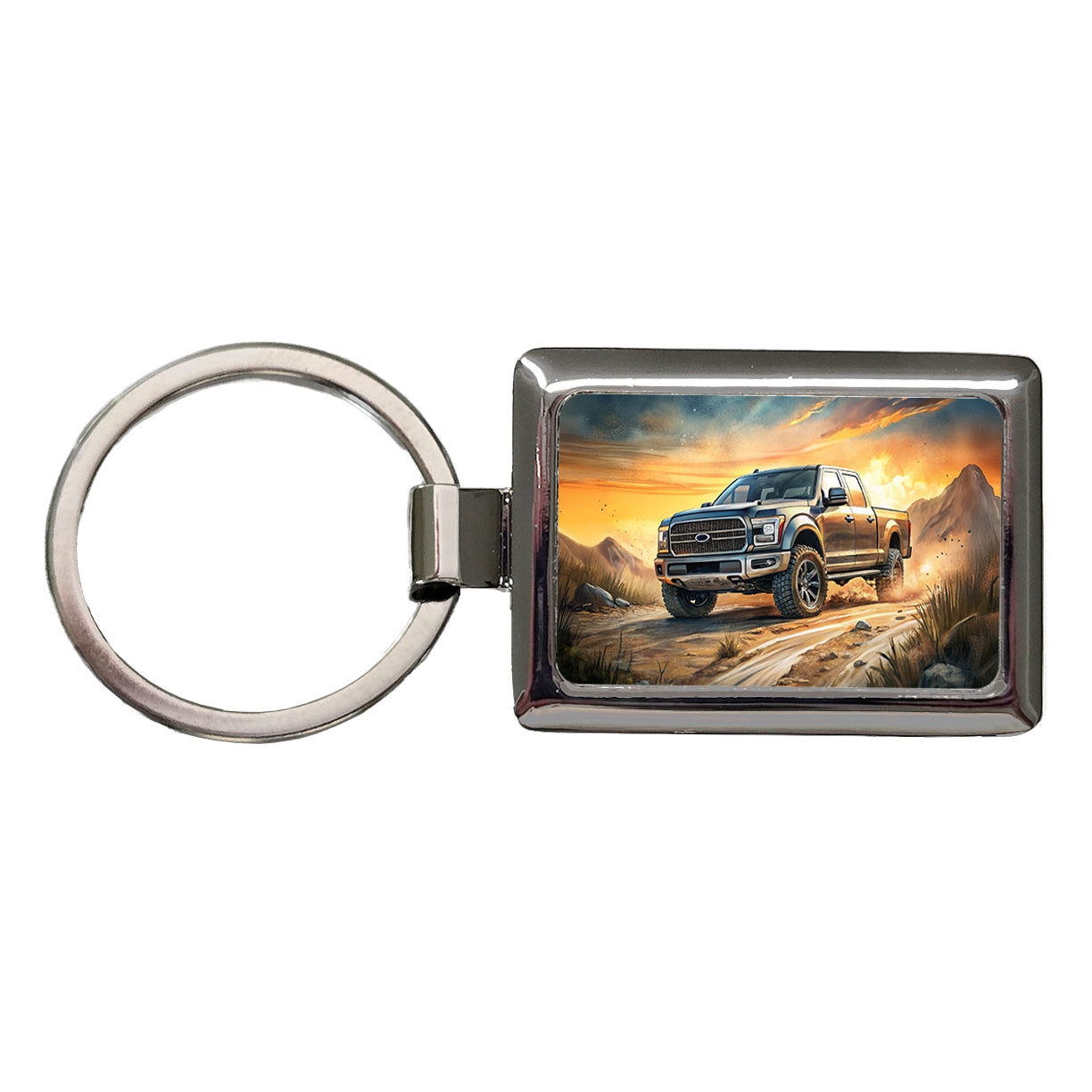 Modern Off-Road Truck Art Rectangle Metal Keychain