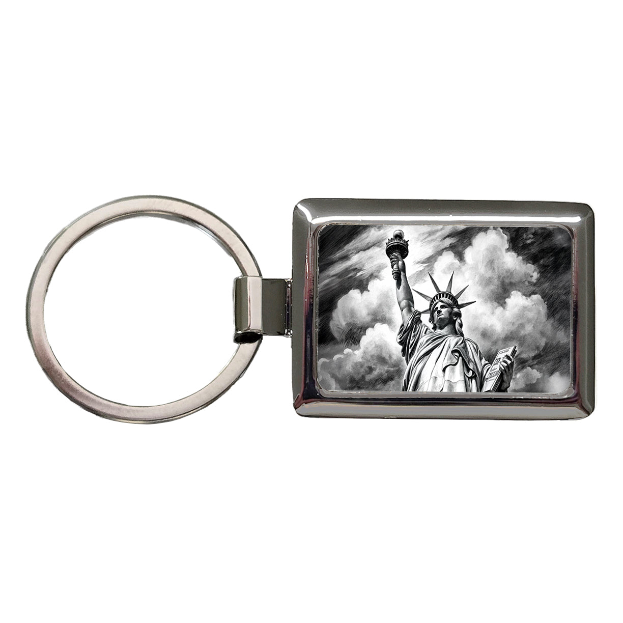 Sketch Of Statue Of Liberty New York City Rectangle Metal Keychain