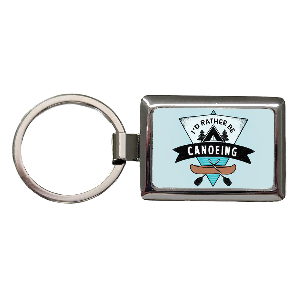 I'd Rather Be Canoeing Rectangle Metal Keychain