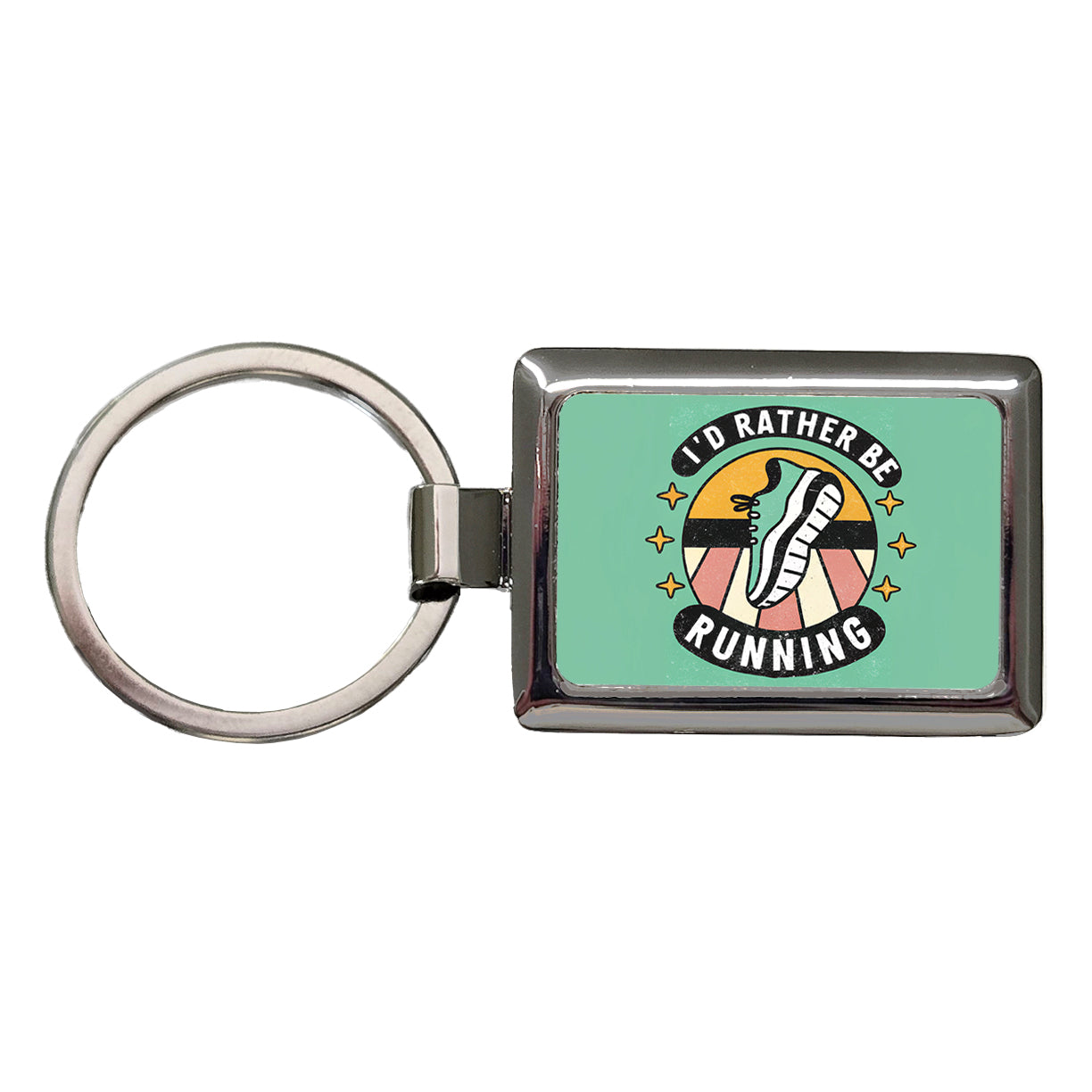 I'd Rather Be Running Rectangle Metal Keychain