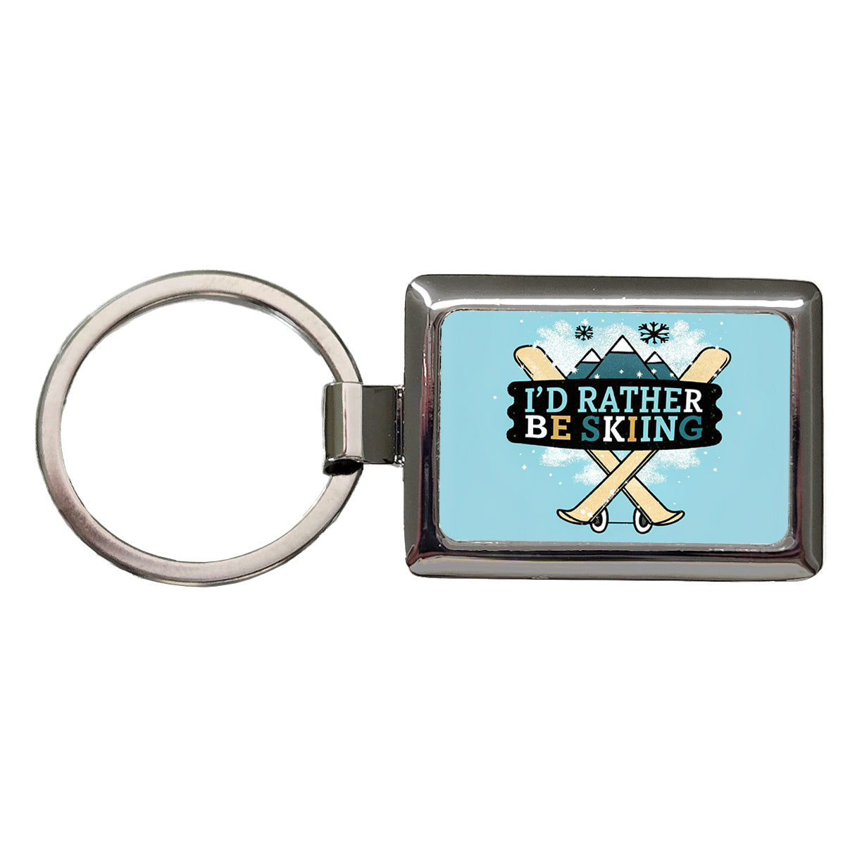 I'd Rather Be Skiing Rectangle Metal Keychain