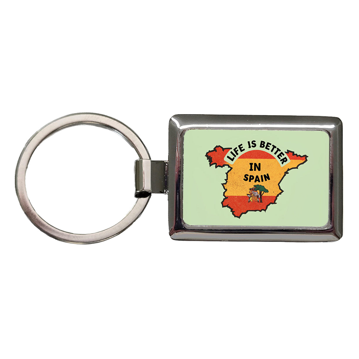 Life Is Better In Spain Rectangle Metal Keychain