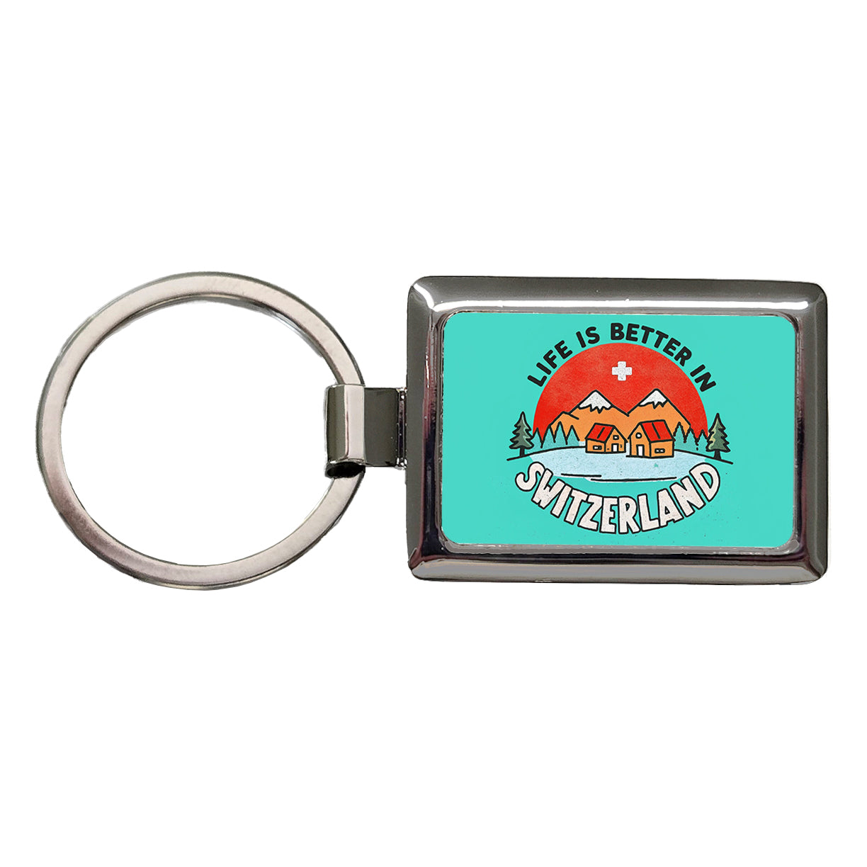 Life Is Better In Switzerland Rectangle Metal Keychain
