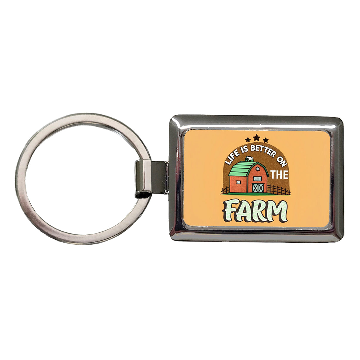 Life Is Better On The Farm Rectangle Metal Keychain