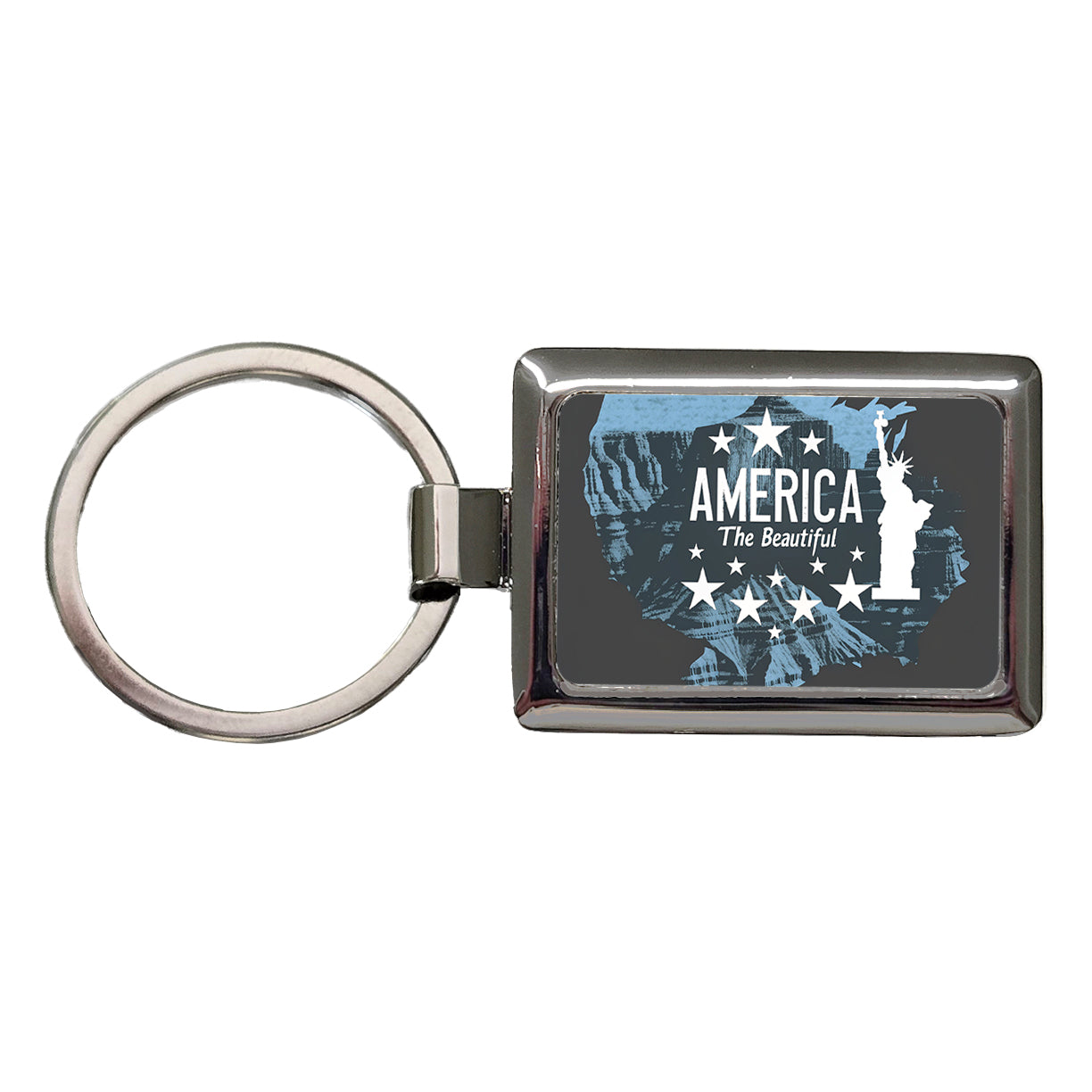 America The Beautiful United States USA Patriotic Statue of Liberty Rectangle Metal Keychain
