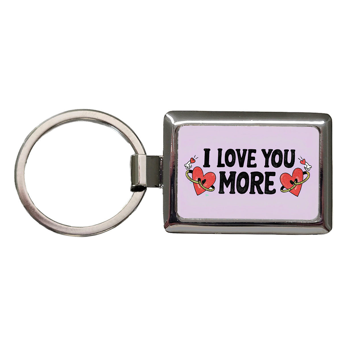 I Love You More Purple Rectangle Metal Keychain