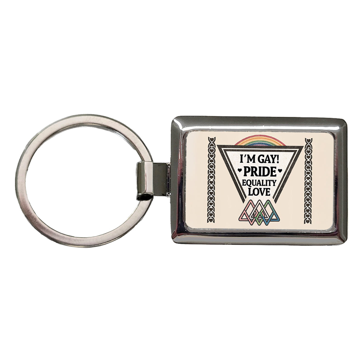 I'm Gay Pride LGBTQ Rainbow Love Rectangle Metal Keychain