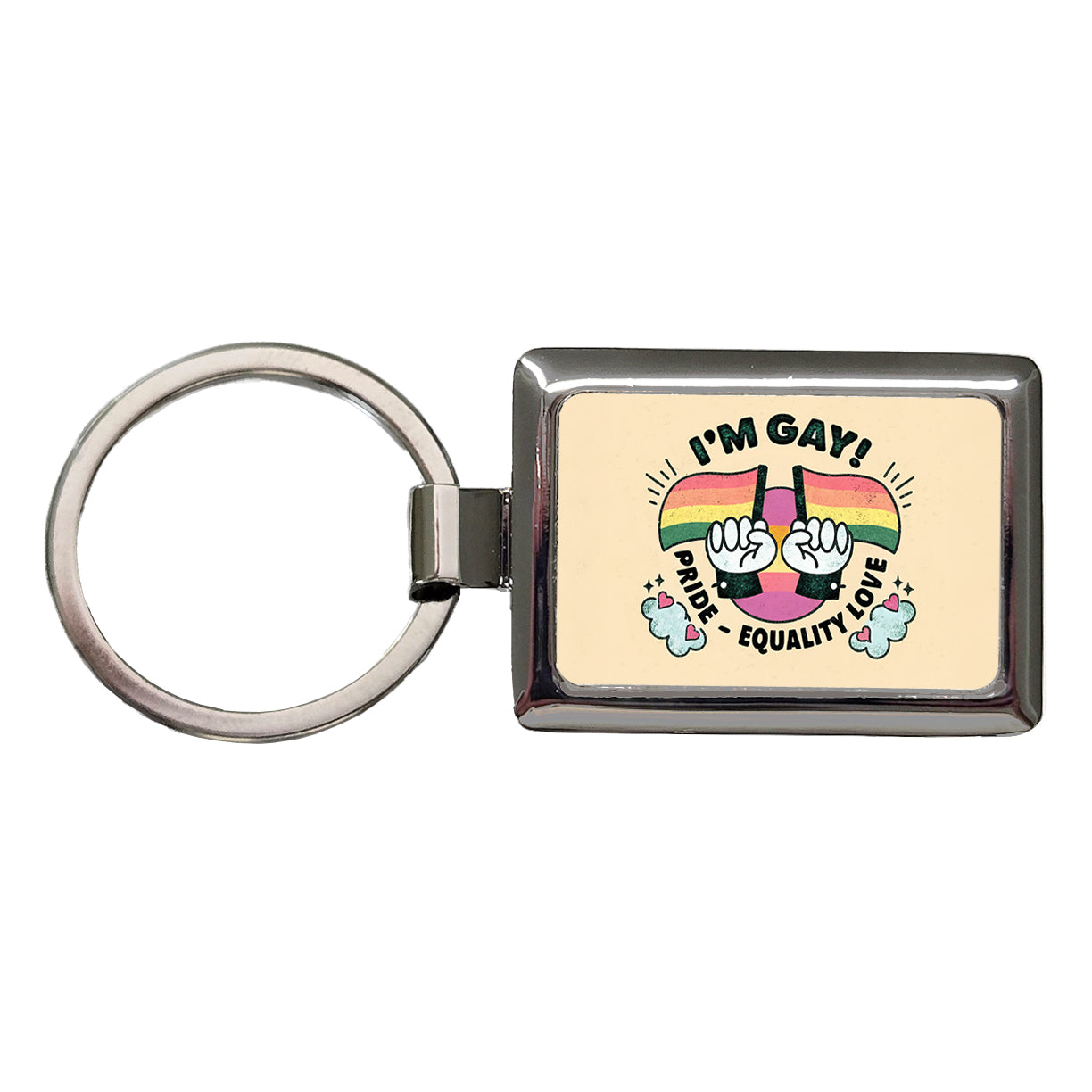 I'm Gay Pride Rainbow LGBTQ Rectangle Metal Keychain
