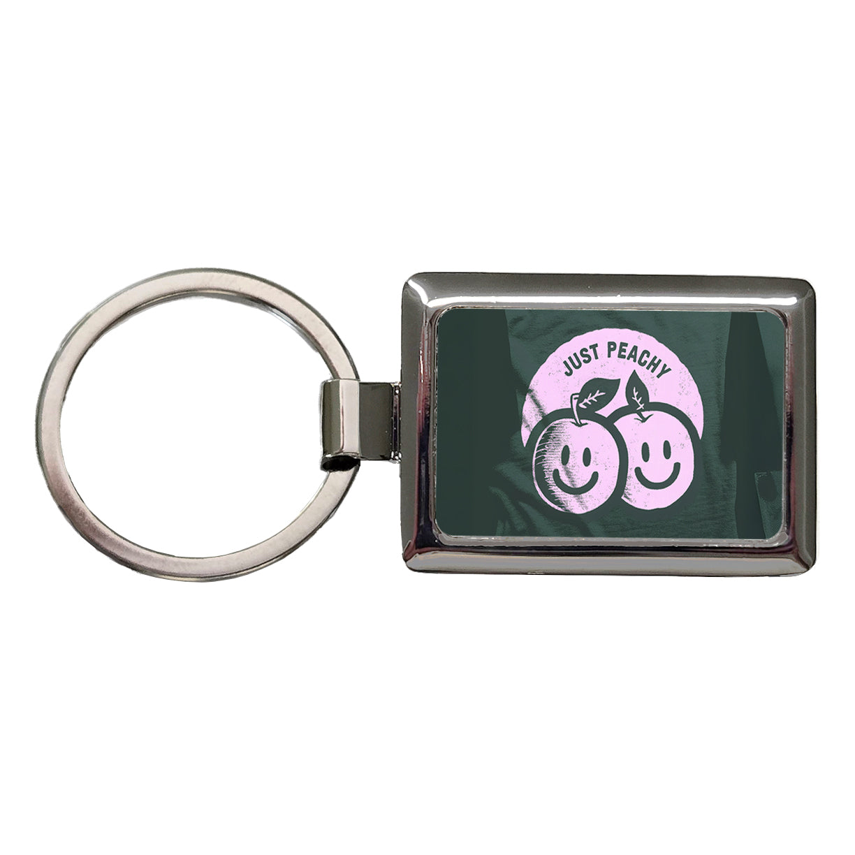 Just Peachy Funny Rectangle Metal Keychain