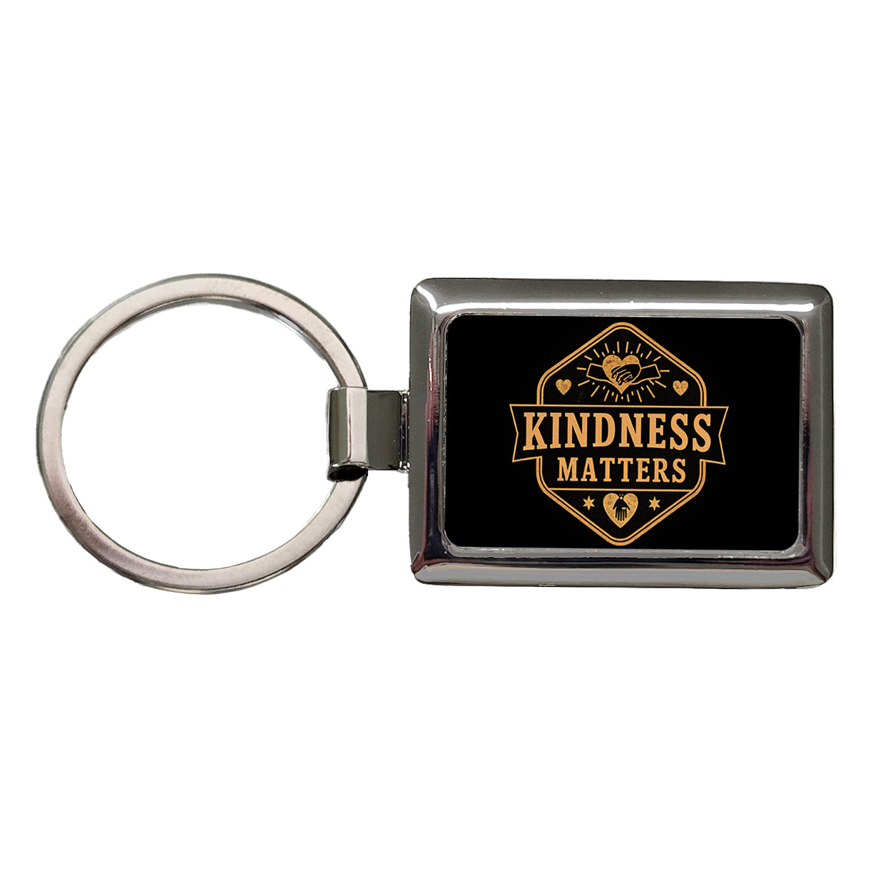 Kindness Matters Black Tan Rectangle Metal Keychain