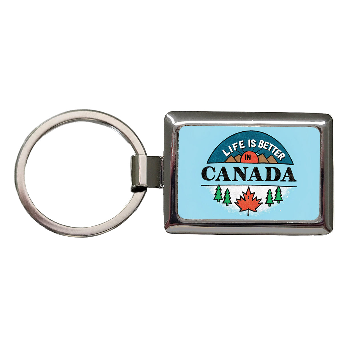 Life Is Better In Canada Rectangle Metal Keychain