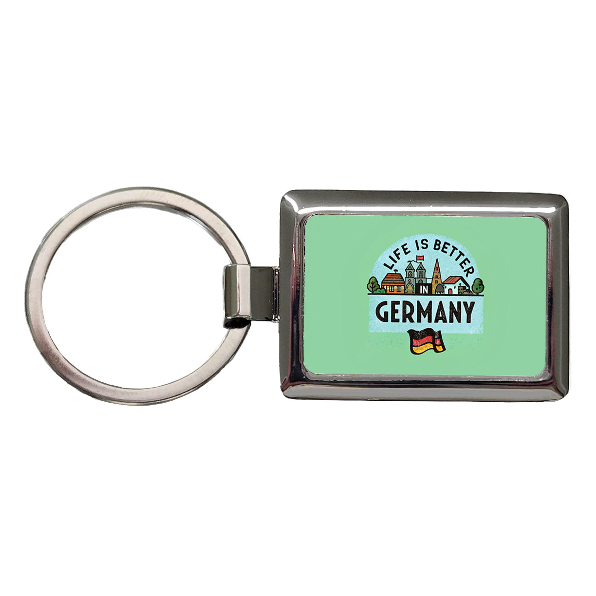 Life Is Better In Germany Flag Rectangle Metal Keychain