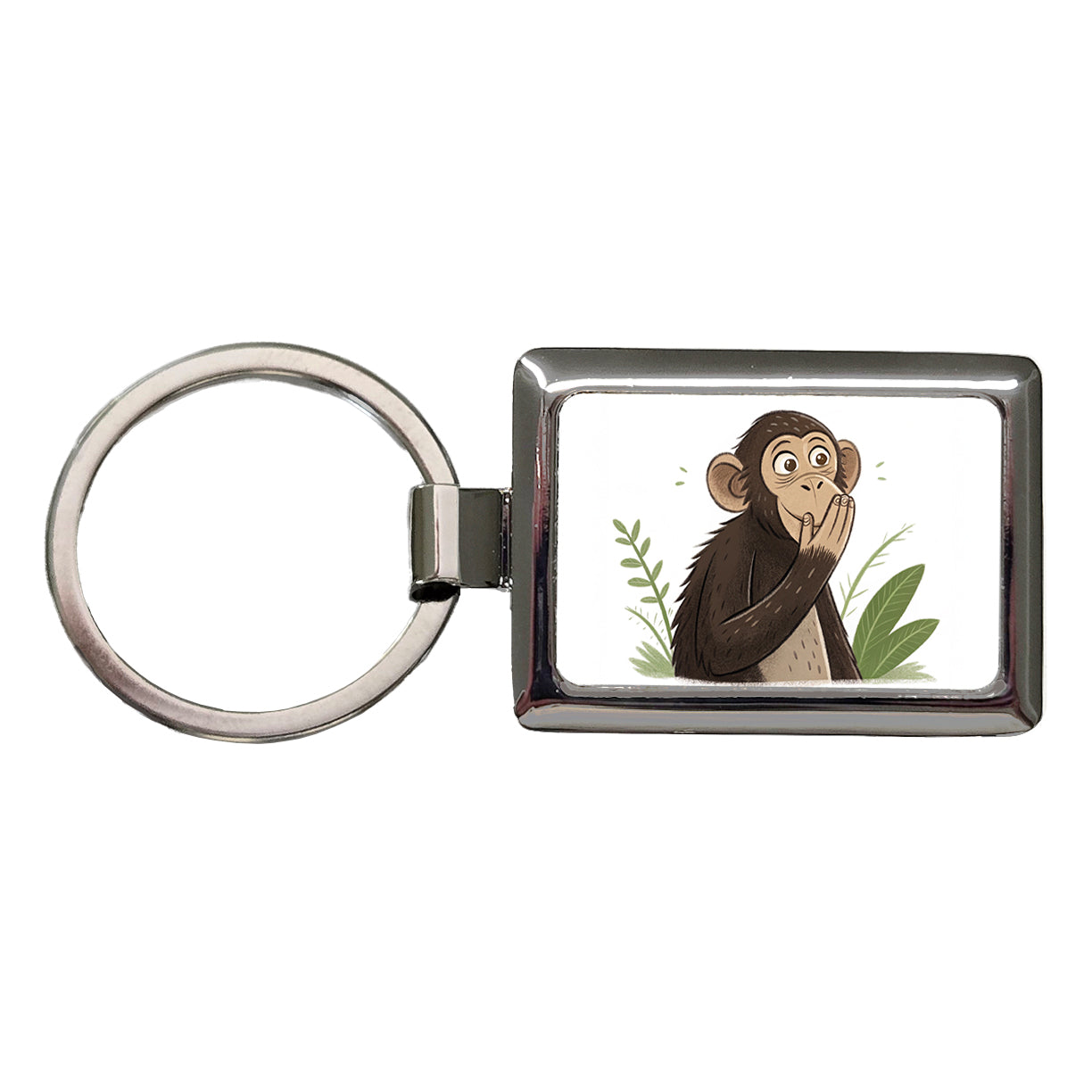 Speak No Evil Monkey Funny Rectangle Metal Keychain