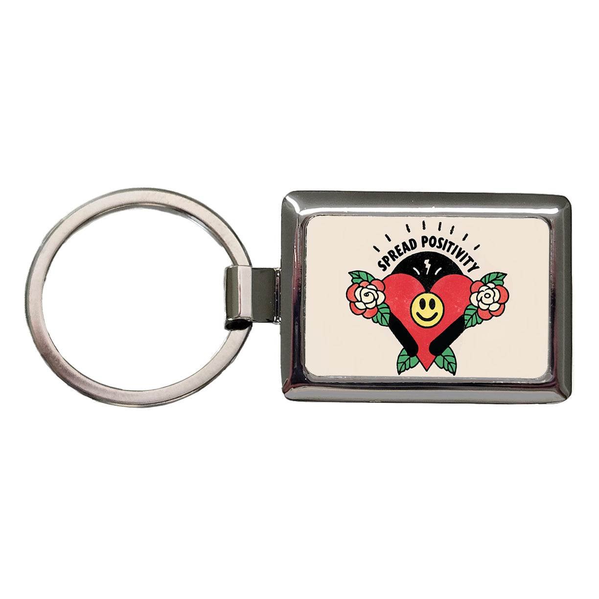 Spread Positivity Cute Rectangle Metal Keychain