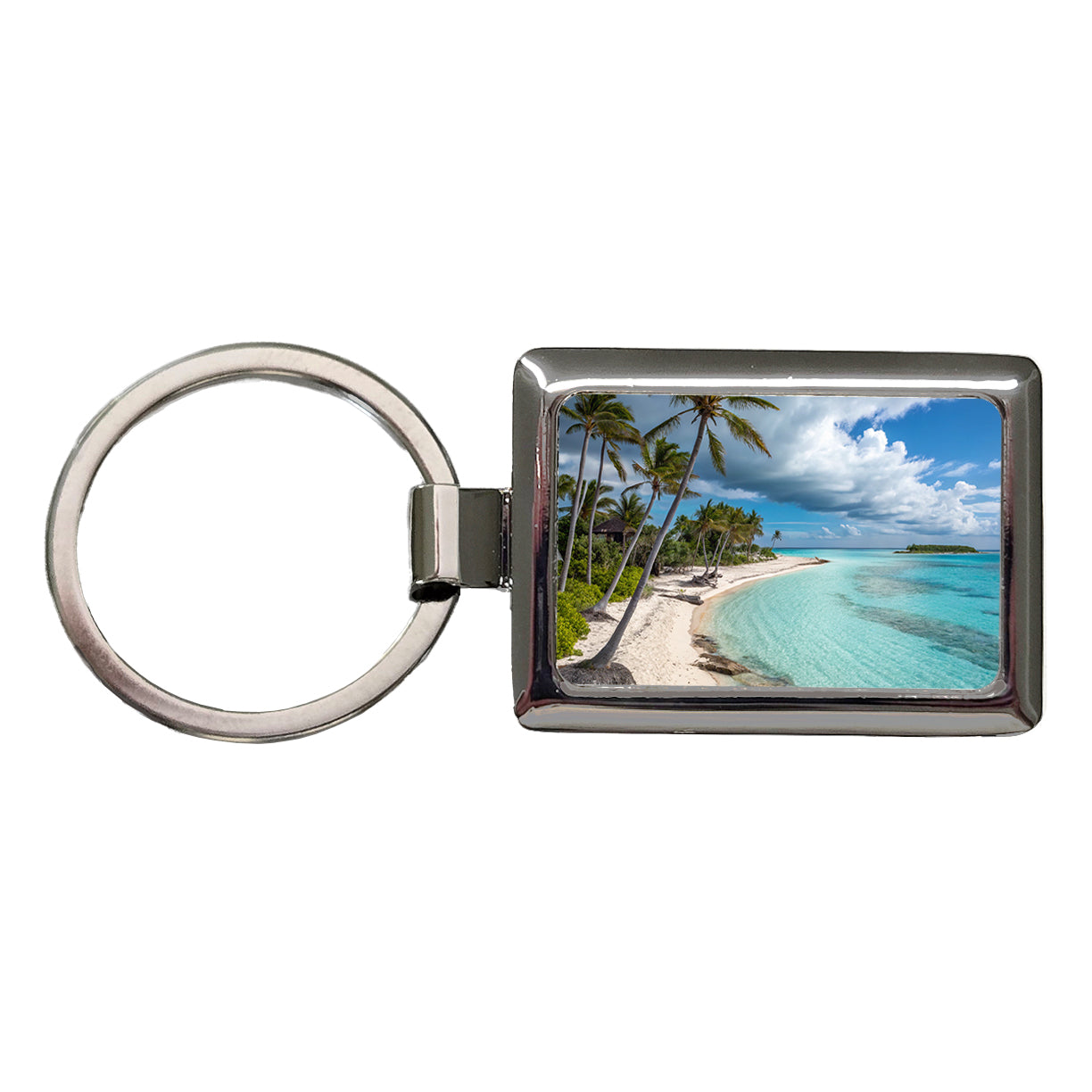 Bahamas Tropical Beach Vacation Rectangle Metal Keychain