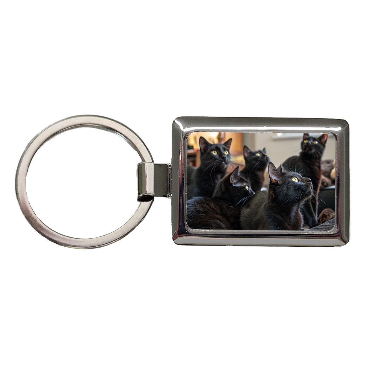 Bunch Of Black Cats Rectangle Metal Keychain