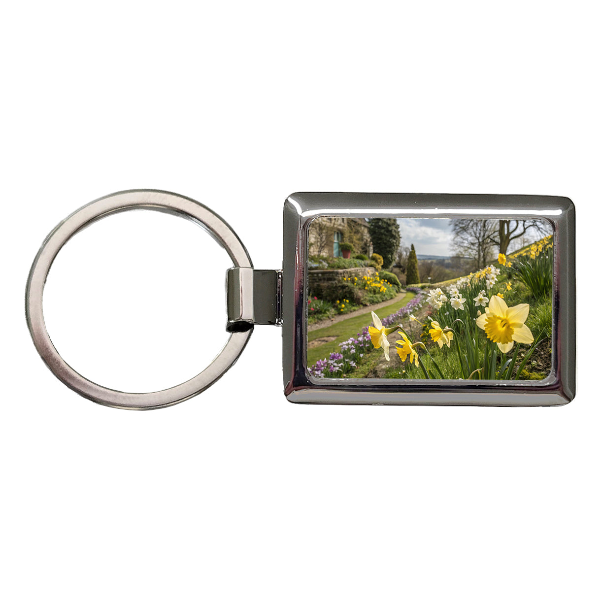 Daffodils Pretty Rectangle Metal Keychain