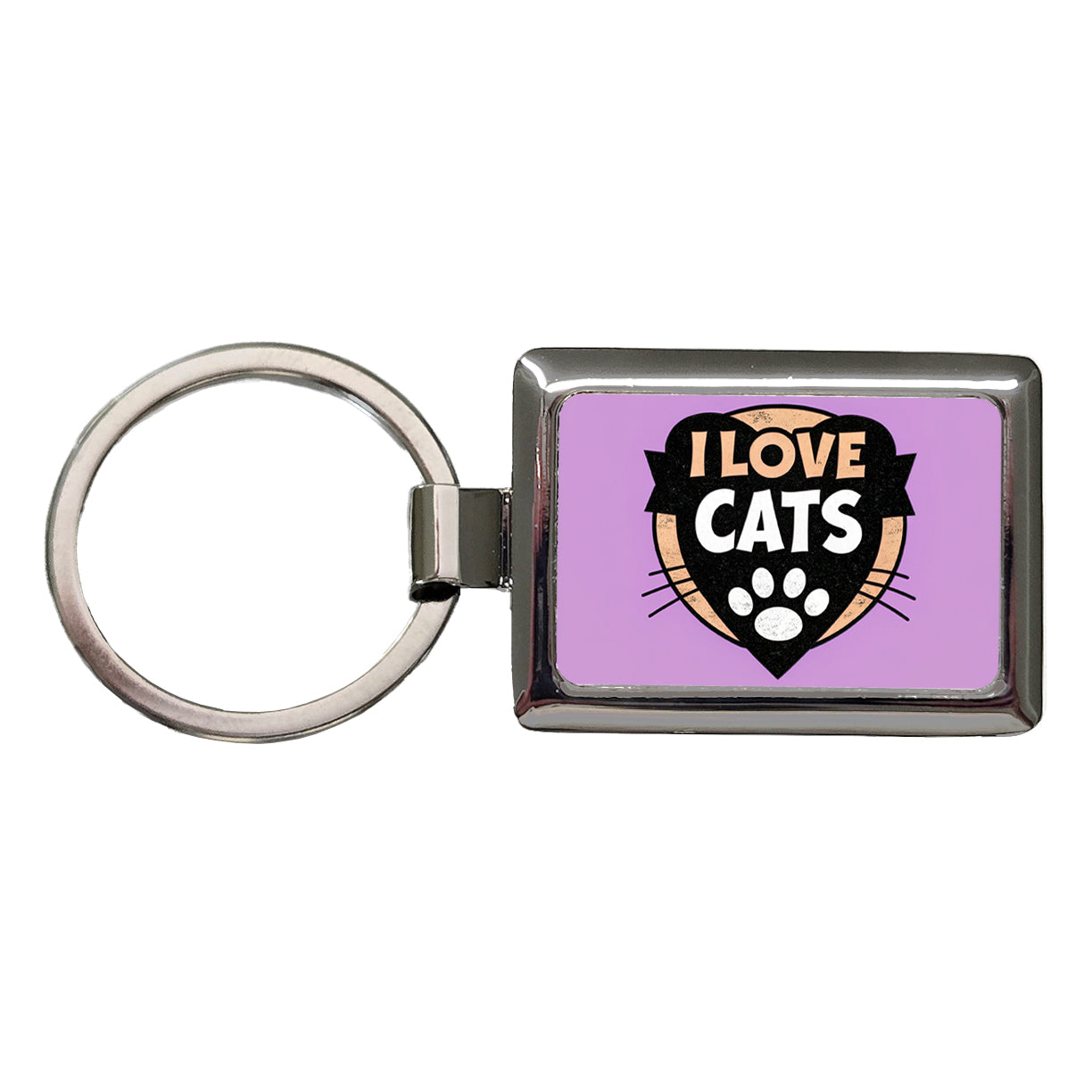 I Love Cats Rectangle Metal Keychain