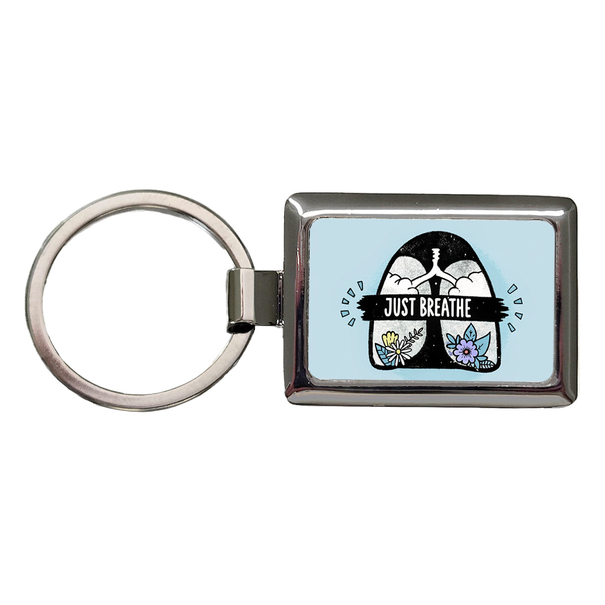 Just Breathe Rectangle Metal Keychain