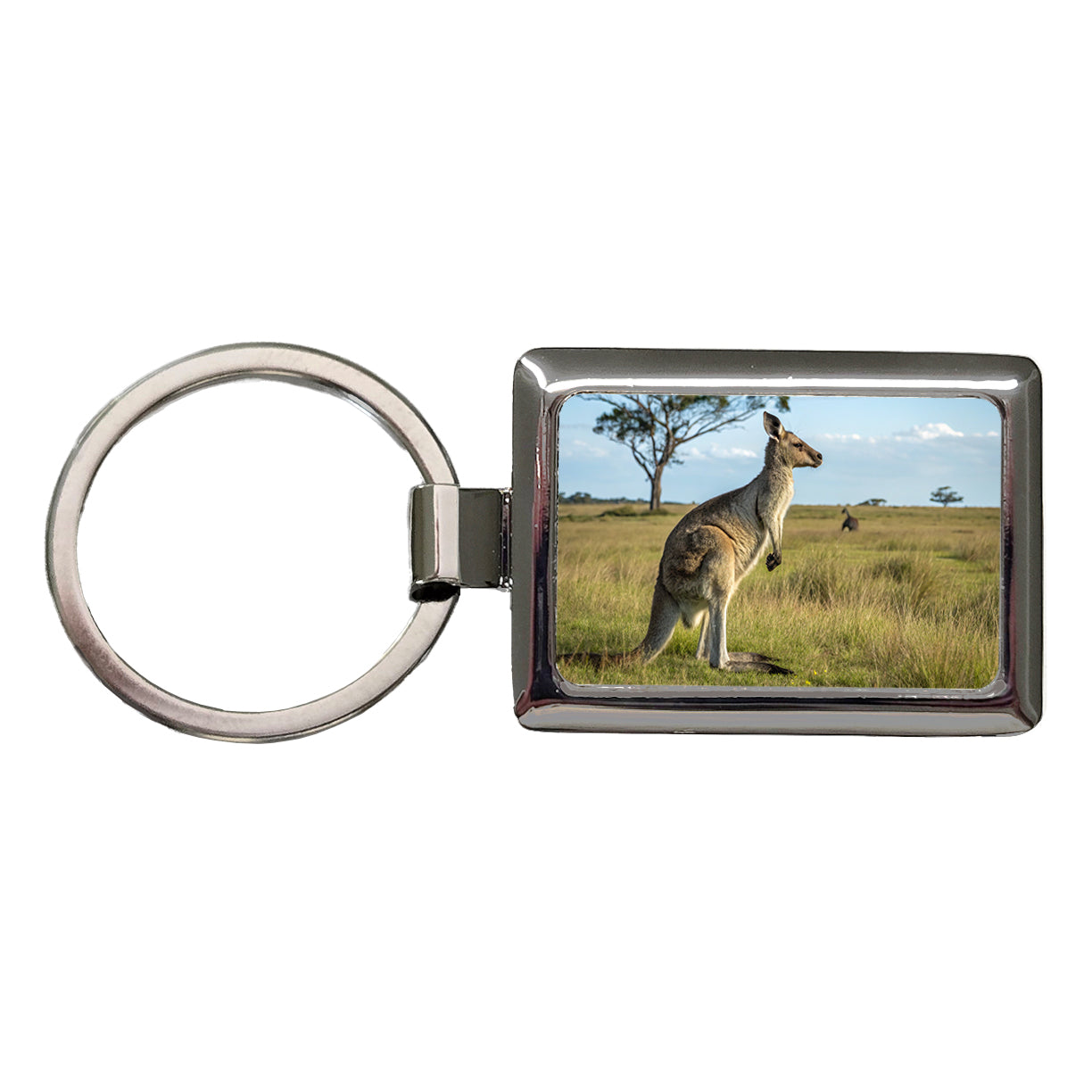 Kangaroo Australia Plain Rectangle Metal Keychain