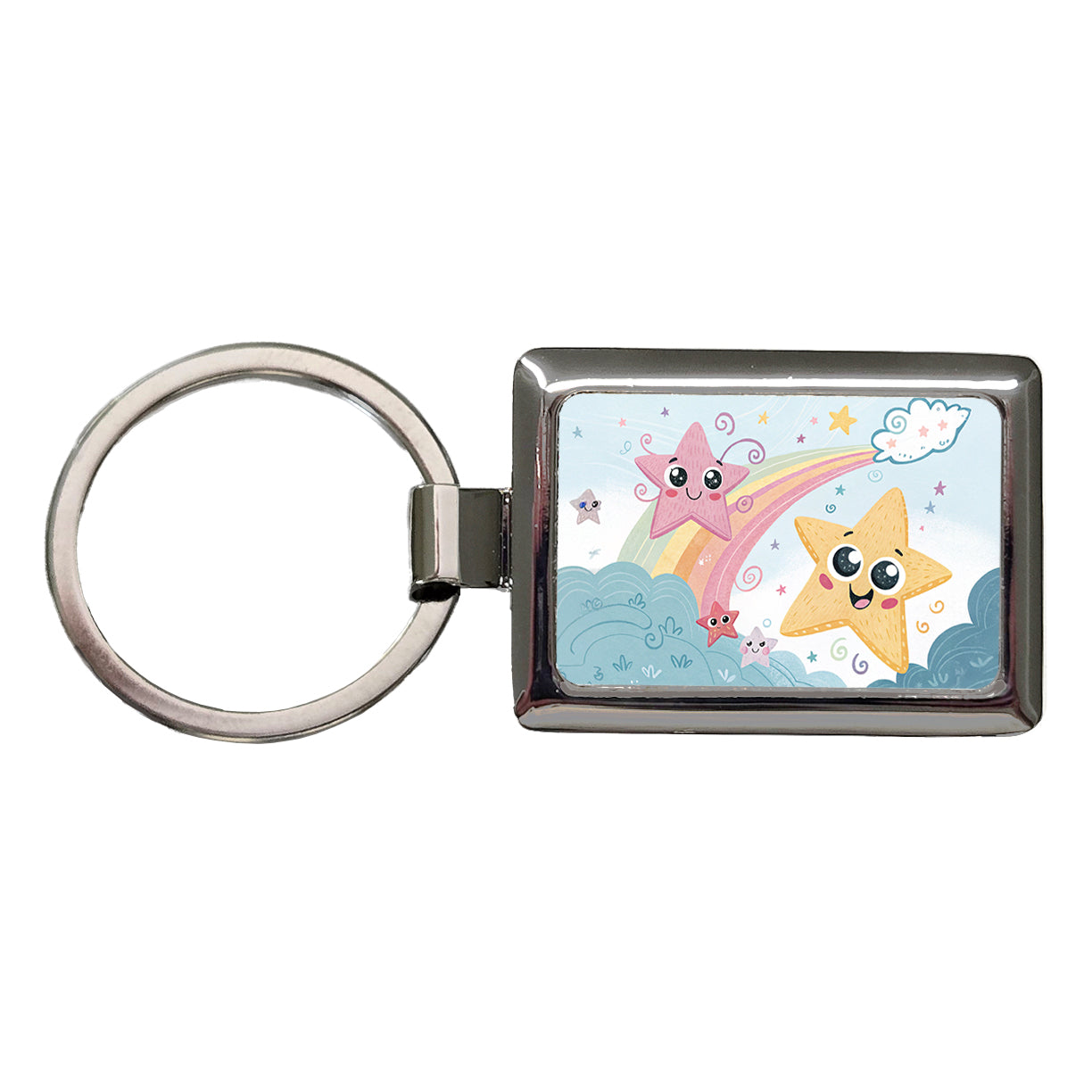 Kawaii Stars Rectangle Metal Keychain