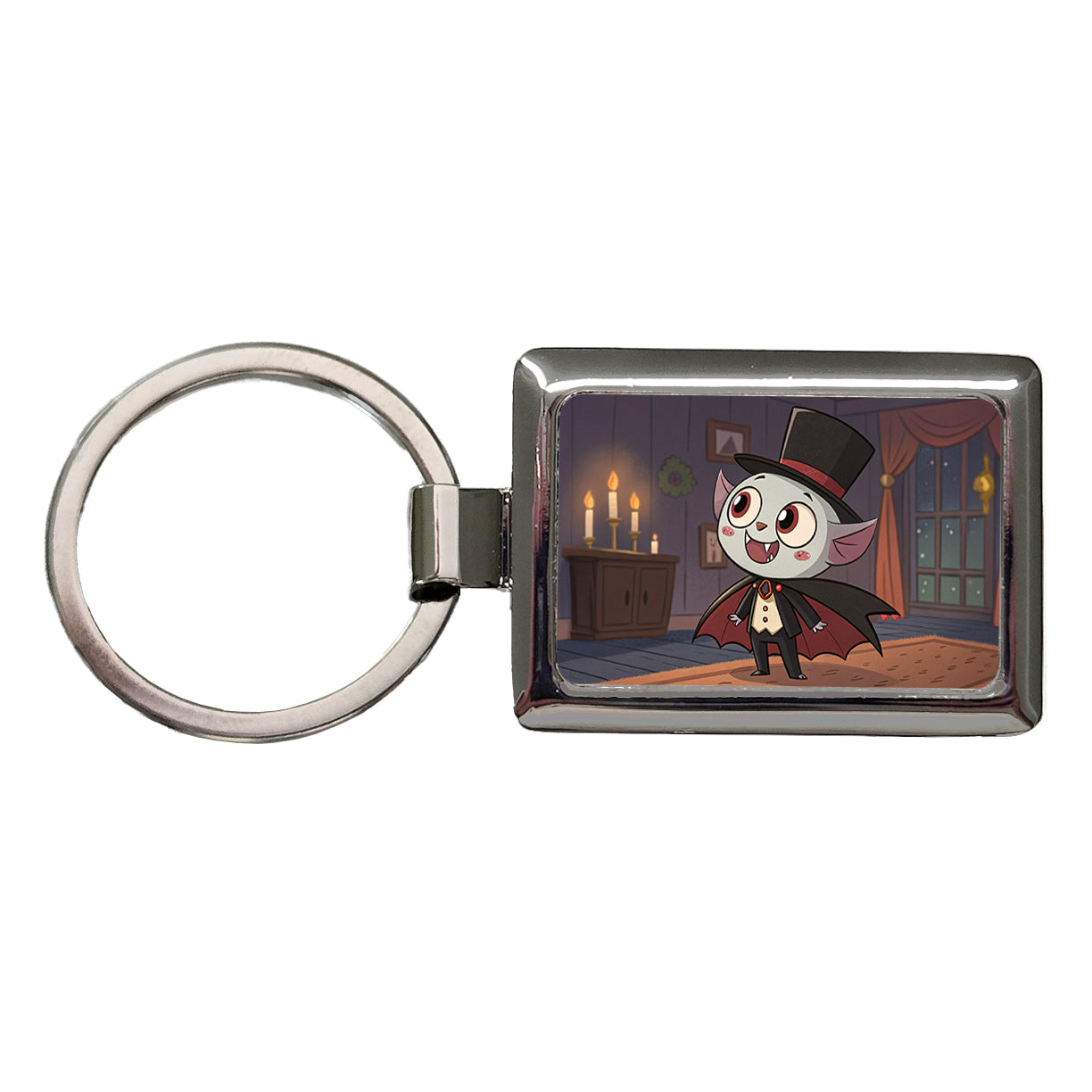 Kawaii Vampire Rectangle Metal Keychain