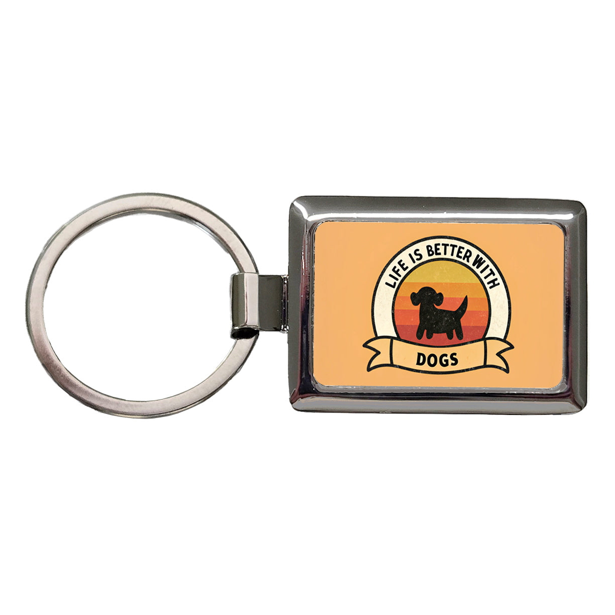 Life Is Better With Dogs Rectangle Metal Keychain