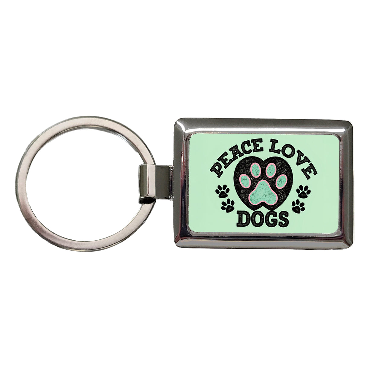 Peace Love Dogs Cute Rectangle Metal Keychain
