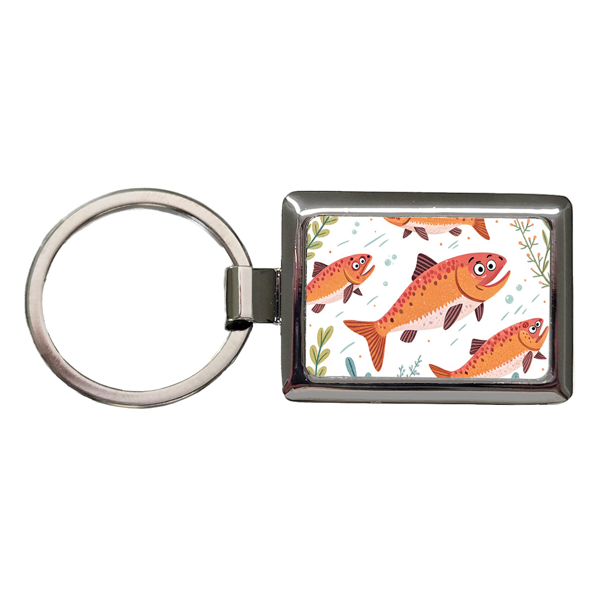 Salmon Fish Fishing Cute Rectangle Metal Keychain