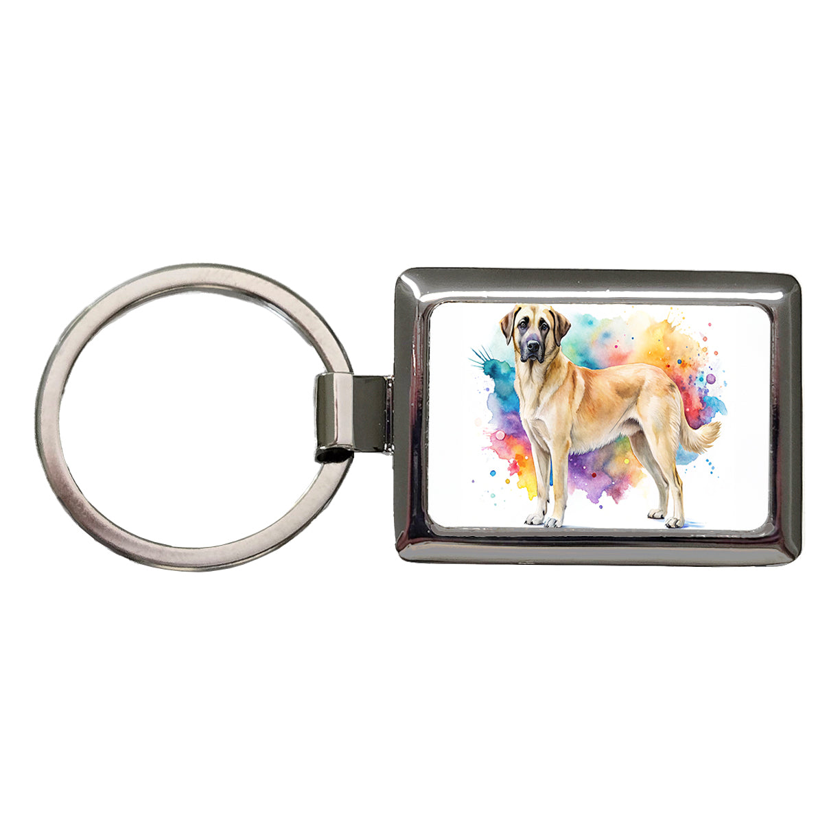 Anatolian Shepherd Dog Watercolor Style Rectangle Metal Keychain