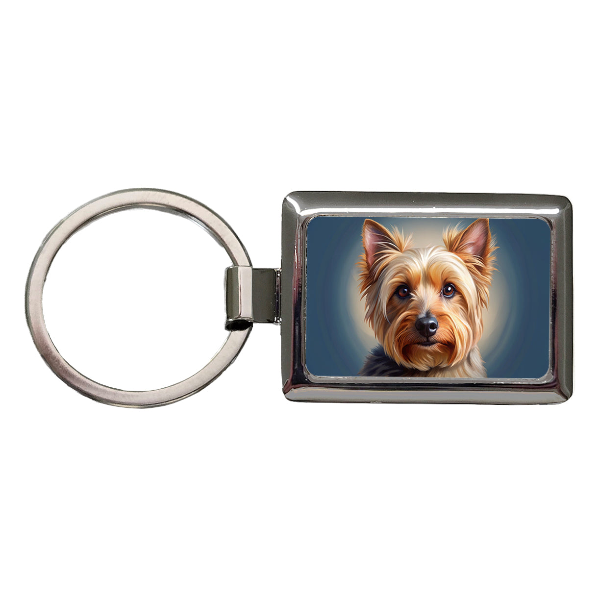Australian Terrier Dog Illustration Rectangle Metal Keychain