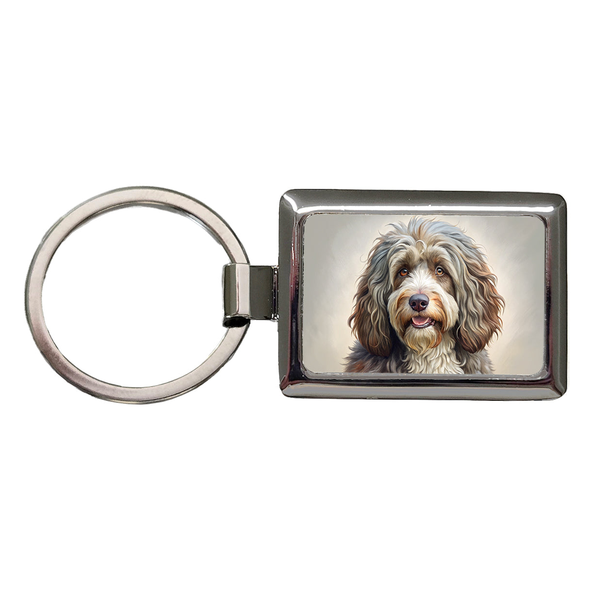 Barbet Dog Illustration Rectangle Metal Keychain