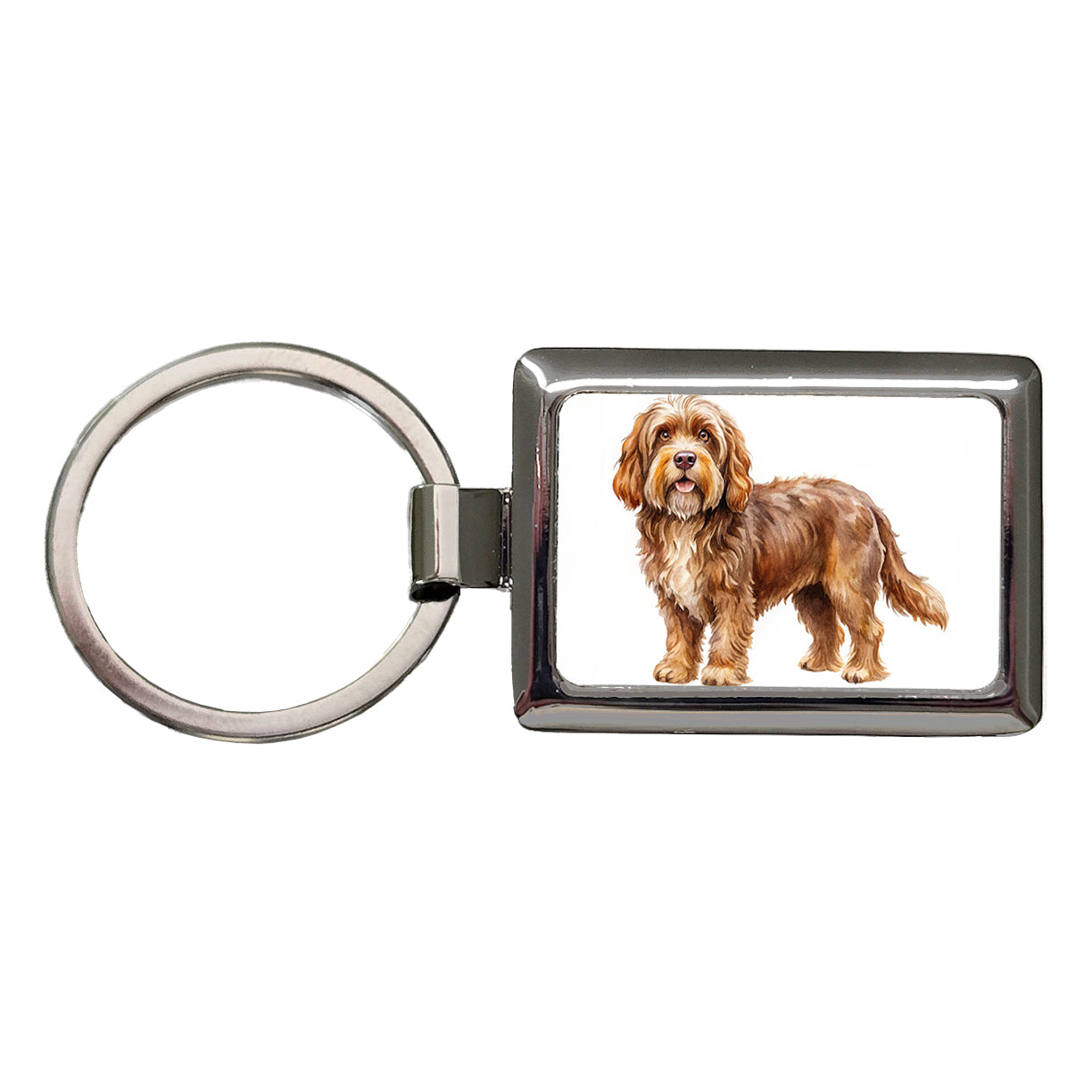 Barbet Dog Watercolor Style Rectangle Metal Keychain