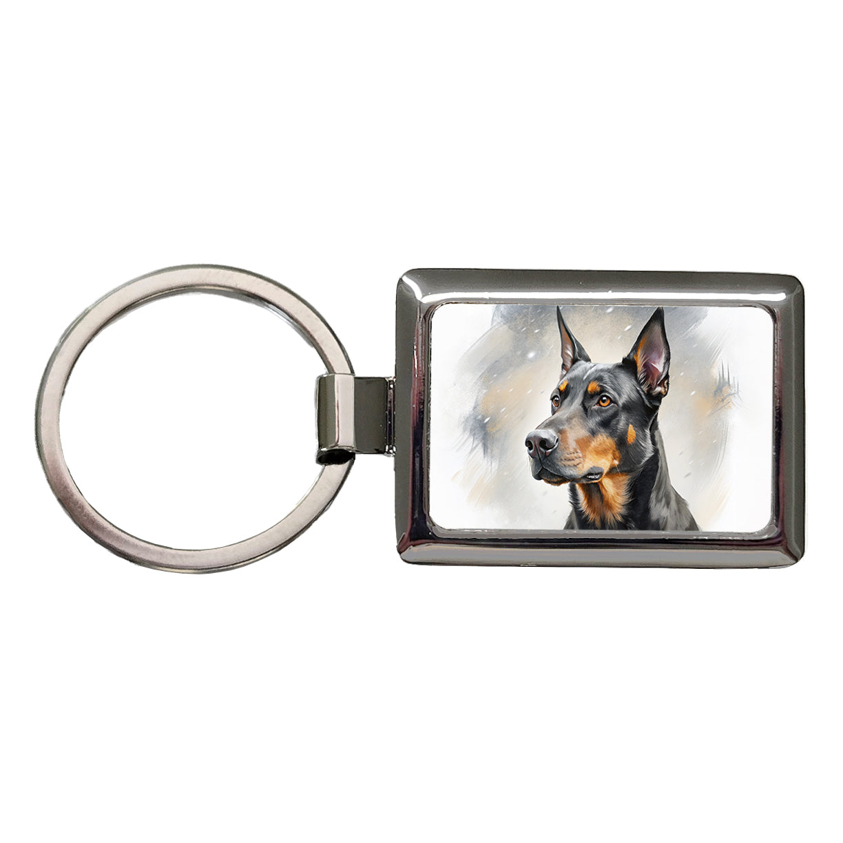 Beauceron Dog Illustration Rectangle Metal Keychain