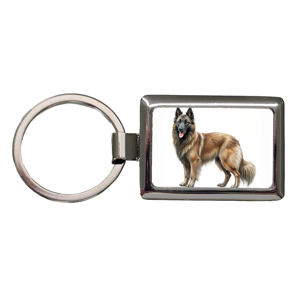 Belgian Tervuren Dog Illustration Rectangle Metal Keychain