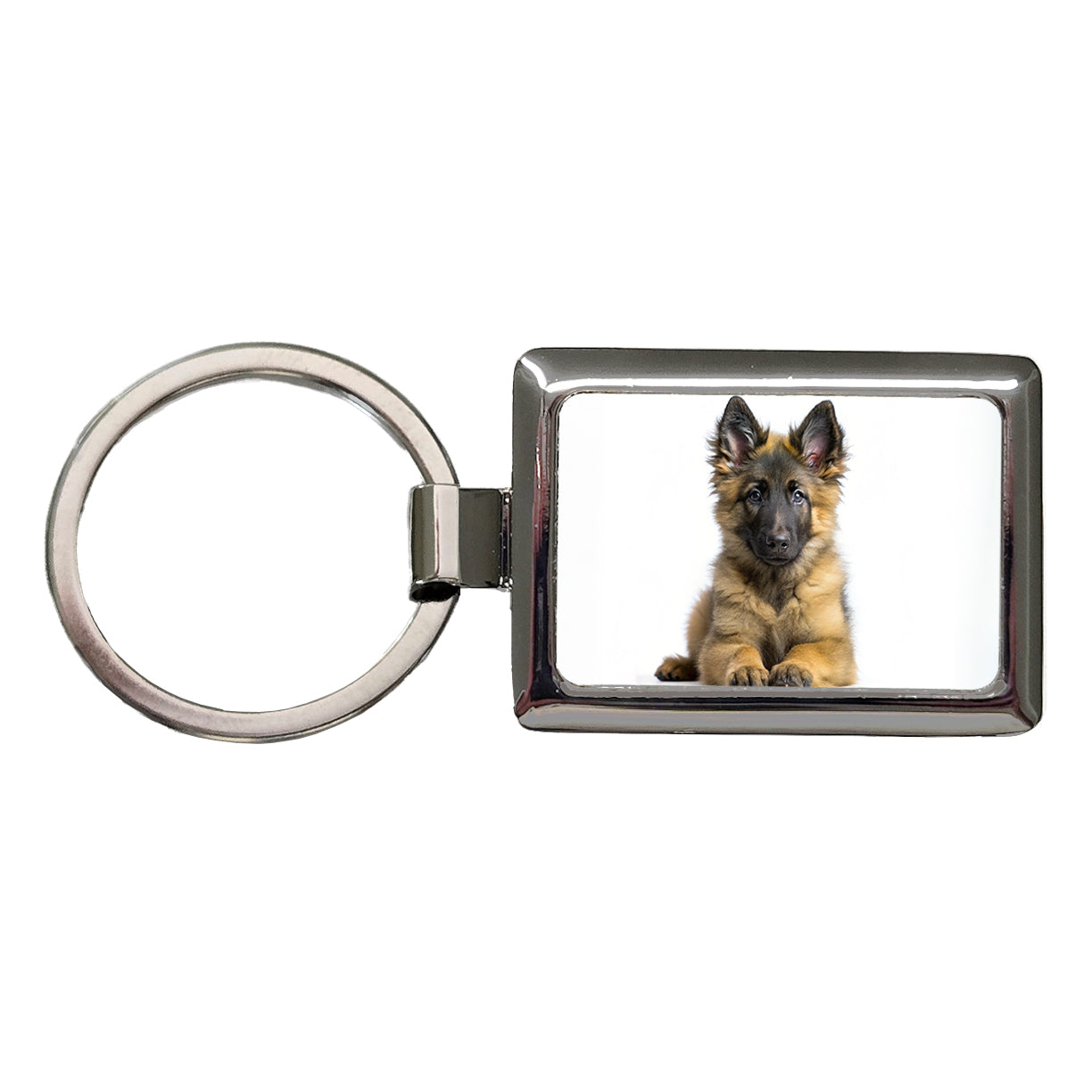 Belgian Tervuren Dog Puppy Photo Rectangle Metal Keychain