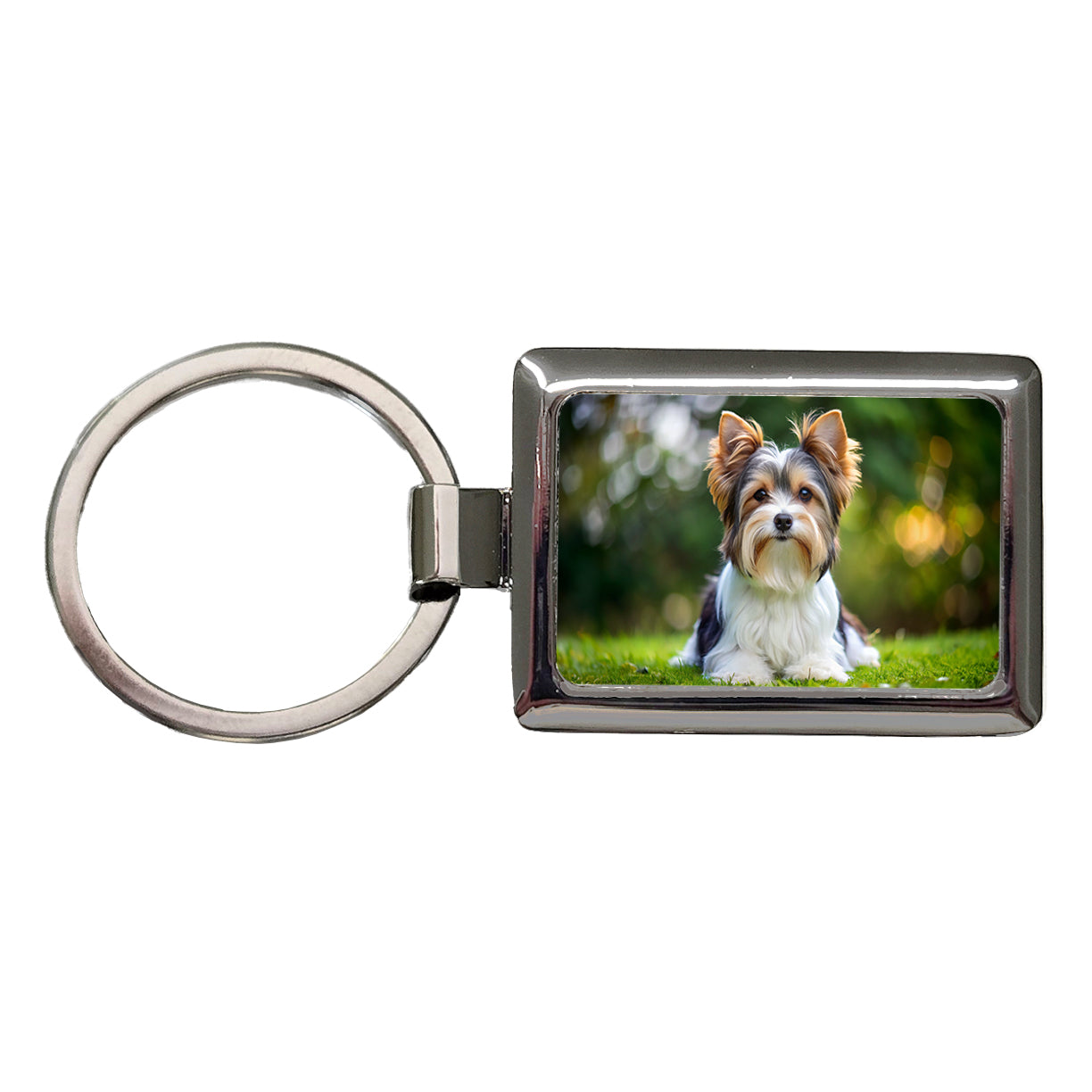 Biewer Terrier Dog Photo Rectangle Metal Keychain