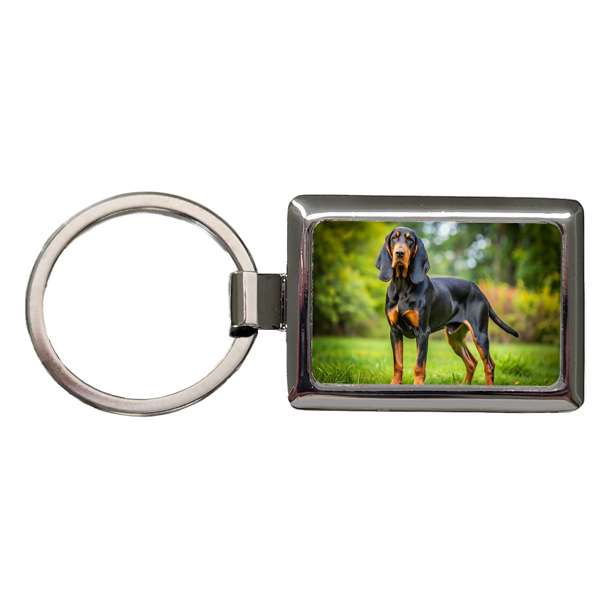 Black And Tan Coonhound Dog Photo Rectangle Metal Keychain
