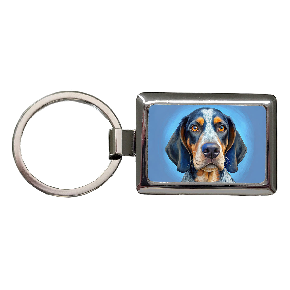 Bluetick Coonhound Dog Illustration Rectangle Metal Keychain
