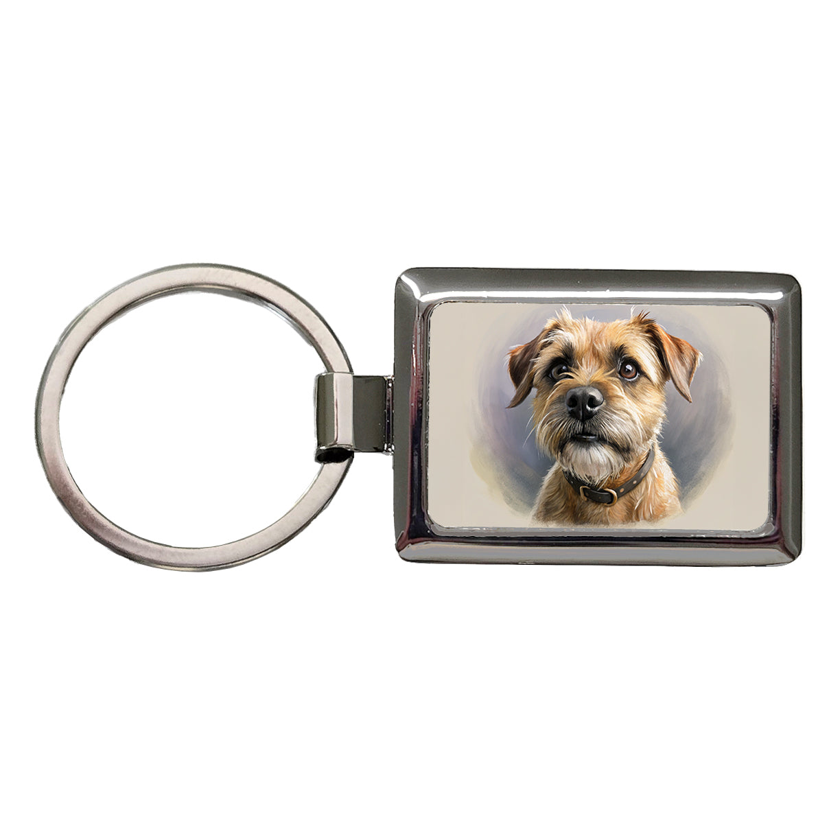 Border Terrier Dog Illustration Rectangle Metal Keychain