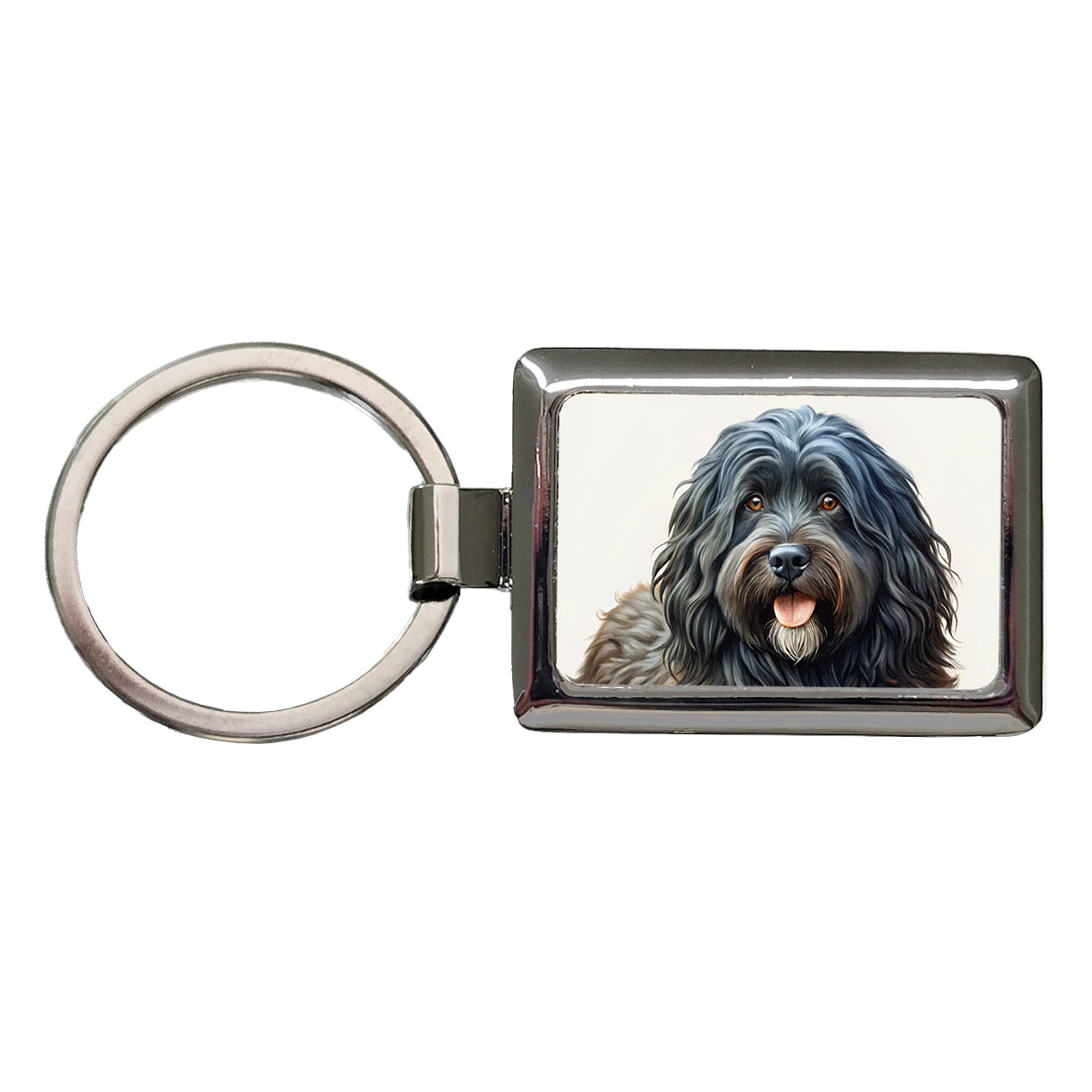 Bouviers Des Flandres Dog Illustration Rectangle Metal Keychain