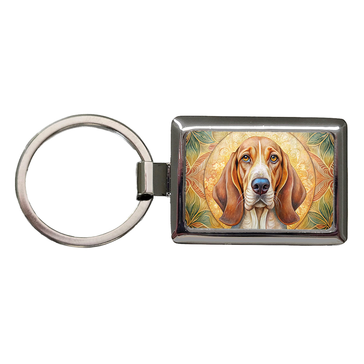 Bracco Italiano Dog Art Nouveau Rectangle Metal Keychain