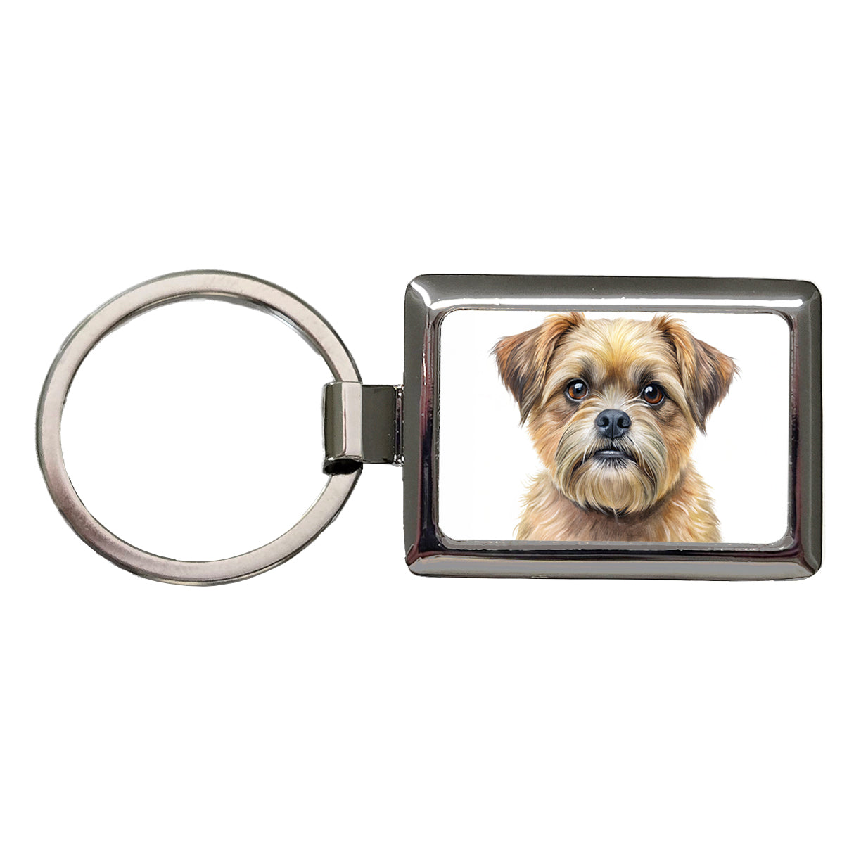 Brussels Griffon Dog Illustration Rectangle Metal Keychain